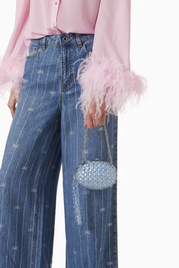 Oval Crystal Chain Clutch