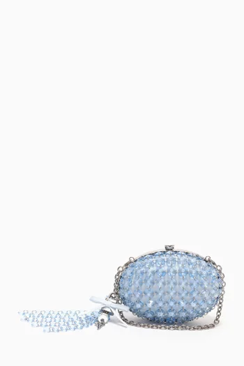 Oval Crystal Chain Clutch