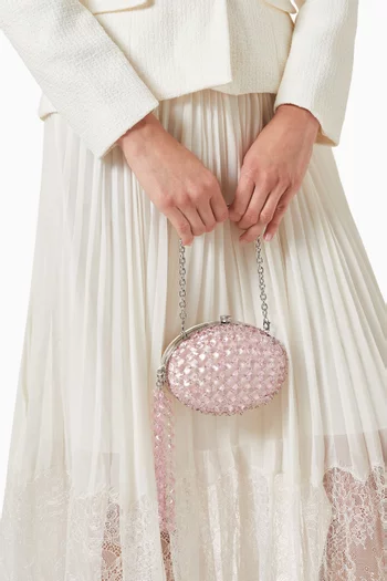 Oval Crystal Chain Clutch Bag