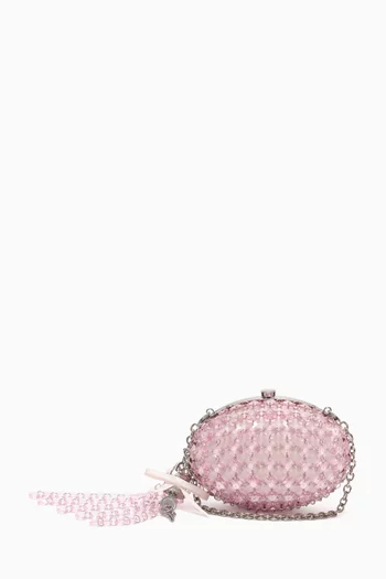 Oval Crystal Chain Clutch Bag