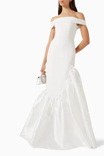 Off-shoulder Gown in Crepe