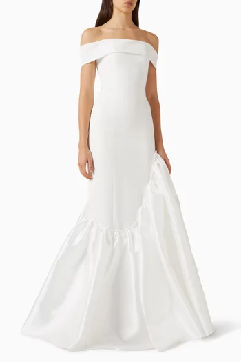 Off-shoulder Gown in Crepe