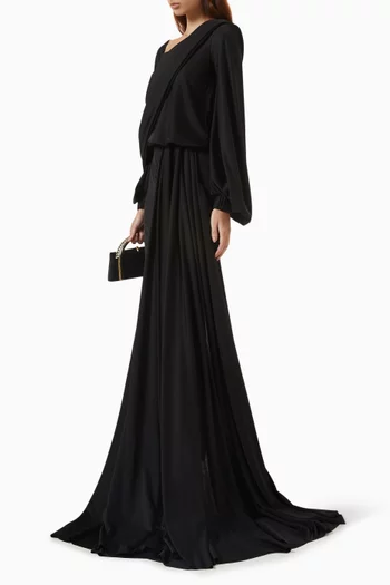 Cold-shoulder Gown in Stretch-crepe