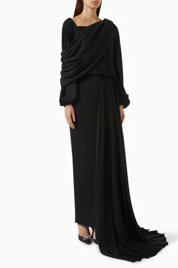 Cold-shoulder Gown in Stretch-crepe