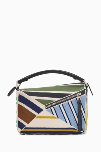 Small Puzzle Bag in Embroidered Canvas