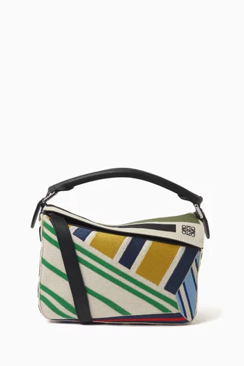 Small Puzzle Bag in Embroidered Canvas