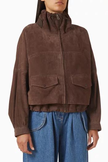 Zip-up Jacket in Suede Leather