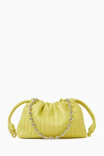 Mini Flamenco Pleated Clutch in Leather