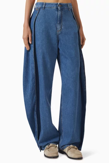 Draped Wide-Leg Jeans