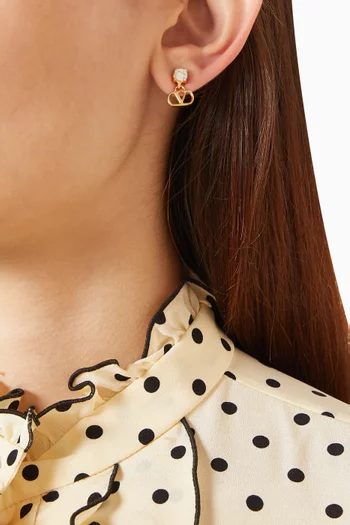 VLogo Signature Swarovski® Earrings in 18kt Gold-tone Metal