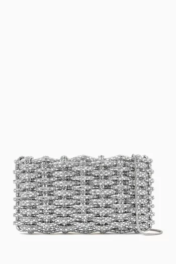 Morgan Rhinestone Clutch Bag in Leather