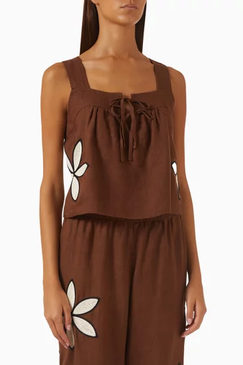 Calais Embroidered Top in Cotton