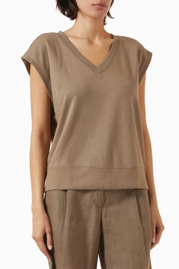 V-neck Top in Organic Cotton Terry
