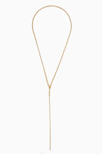 Mini Baguette Lariat Necklace in 18kt Gold-plated Brass