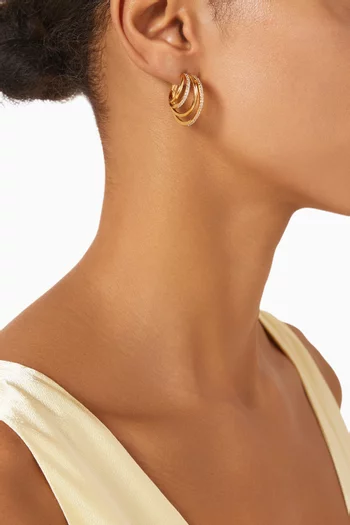 Aura Tripple Hoop Earrings in 18kt Gold-plated Brass