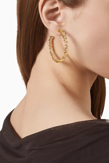 Irregular Tennis Hoop Earrings in 18kt Gold-plated Brass