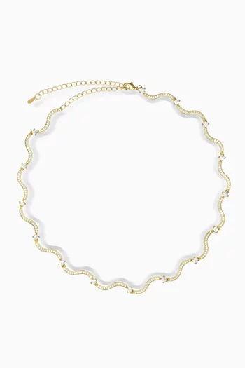 Swirl Tennis Necklace in 18kt Gold-plated Brass