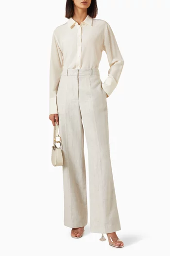 Arven Textured Pants in Cotton-linen