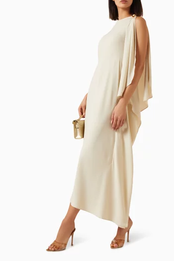 Aly Cape Midi Dress in Crepe
