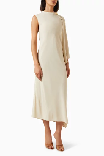 Aly Cape Midi Dress in Crepe