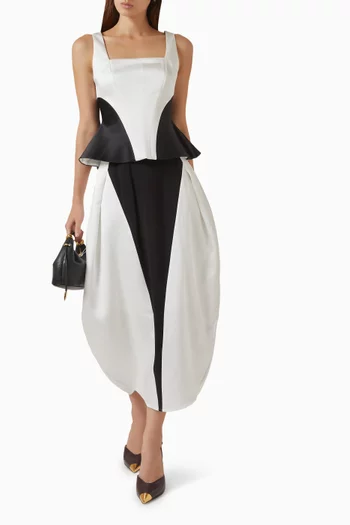 Monochrome Paneled Pannier Maxi Skirt