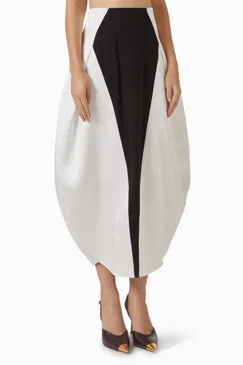 Monochrome Paneled Pannier Maxi Skirt
