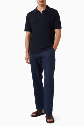 Ryan Knitted Polo Shirt in Linen-blend