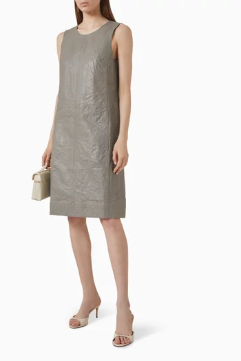Textured Shift Dress in Leather
