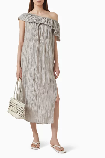 Asymmetric Pleated Dress in Silk