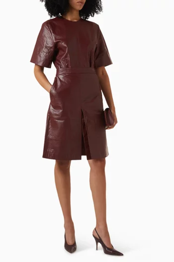 Panelled T-shirt in Textured Leather