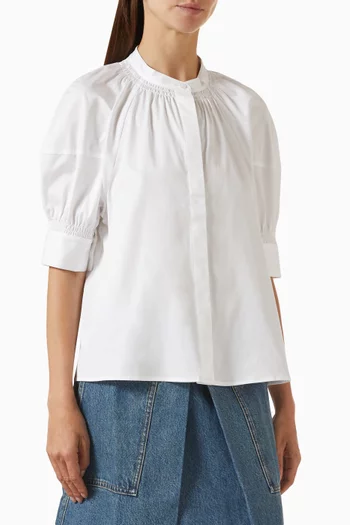 Smocked Puff-sleeve Top in Cotton