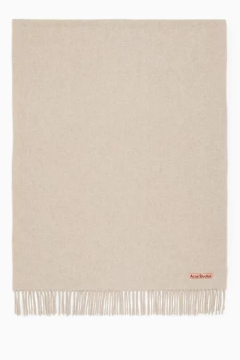 Fringed Oversized Scarf in Wool