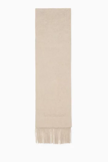 Logo Long Hair Scarf in Alpaca Wool-blend
