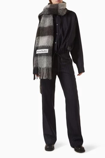 Pinstripe Hooded Overshirt in Wool