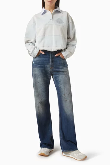 Striped Polo Sweatshirt in Cotton