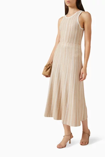 Textured Striped Skirt in Silk Blend