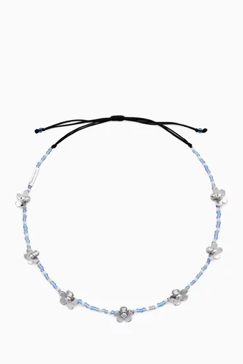 Daisy Beaded Necklace in Silver-plated Brass