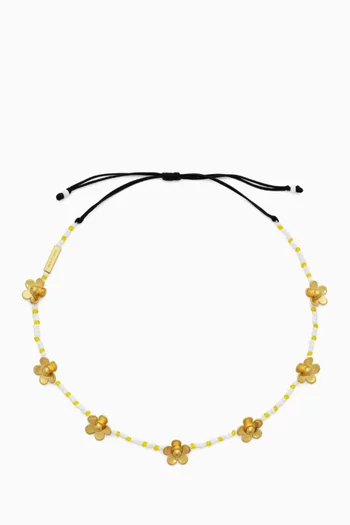 Daisy Beaded Necklace in Gold-plated Brass