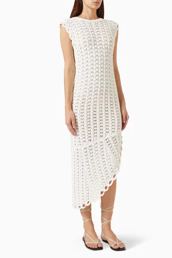 Malena Asymmetric Dress in Crochet Knit