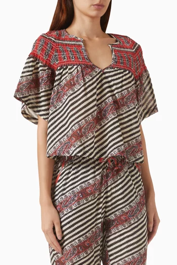 Marquee Fluted Blouse in Cotton-voile