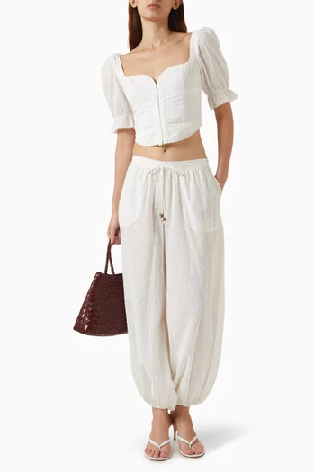 Serenia Puff-sleeve Top in Cotton-dobby