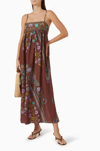 Darjeeling Maxi Bodice Dress in Cotton-blend
