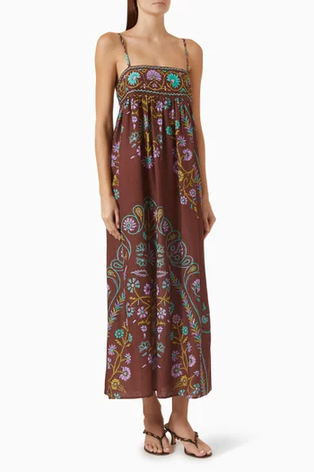 Darjeeling Maxi Bodice Dress in Cotton-blend
