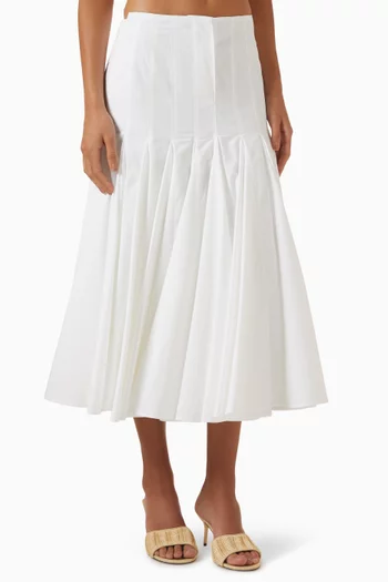La Jupe Agave Flared Midi Skirt in Cotton