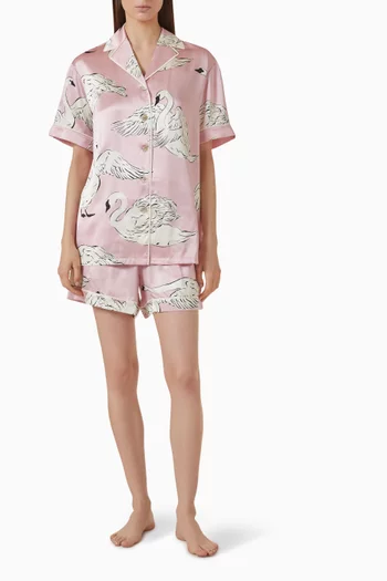 Ingo Selene Swan Pyjama Set in Silk Twill