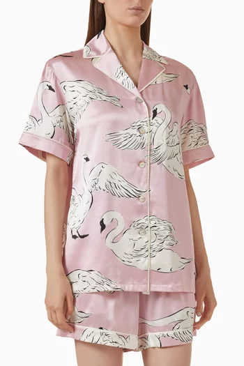 Ingo Selene Swan Pyjama Set in Silk Twill