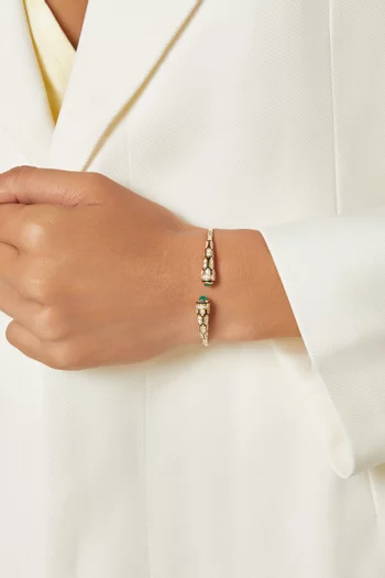 Mushabbak Emerald & Diamond Cuff Bracelet in 18kt Gold