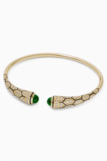 Mushabbak Emerald & Diamond Cuff Bracelet in 18kt Gold