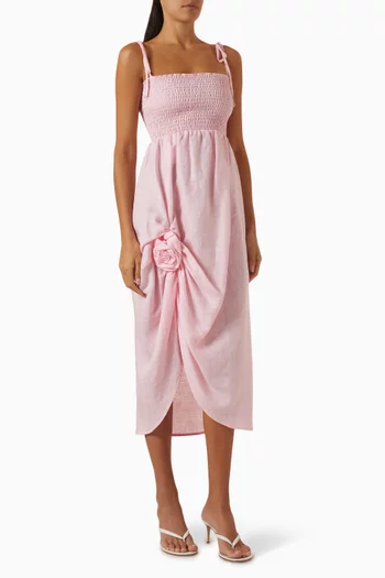 Atlanta Strap Midi Dress in Linen