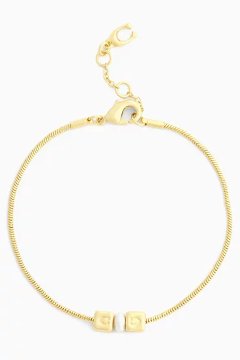 C Cube Pearl Flex Bracelet in Metal